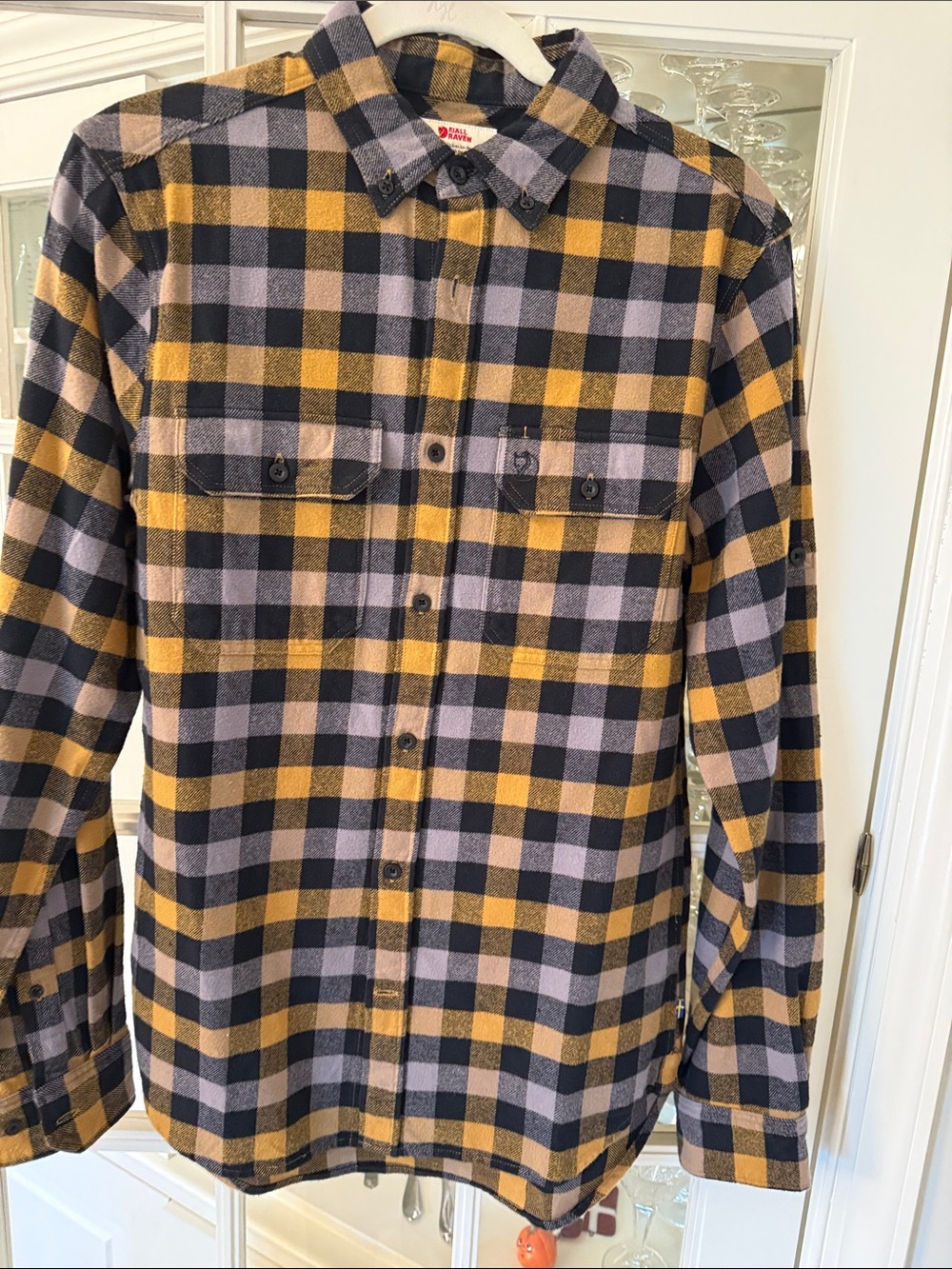 Fjallraven Mustard Yellow and Black Plaid Button-Up Shirt